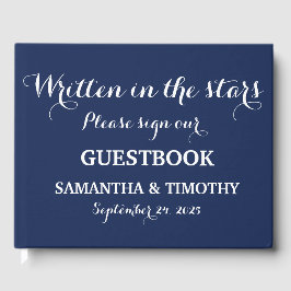 Navy Blue Elegant minimalist Simple Modern Wedding Gastenboek