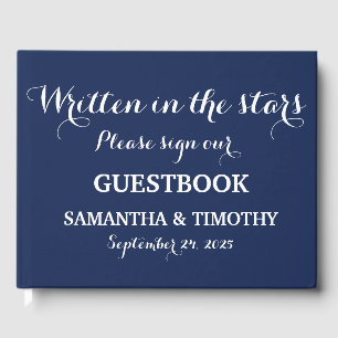Navy Blue Elegant minimalist Simple Modern Wedding Gastenboek