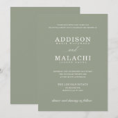 Navy Blue Elegant minimalist Wedding Invitation Kaart (Voorkant / Achterkant)