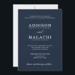 Navy Blue Elegant minimalist Wedding Invitation Kaart<br><div class="desc">Deze eenvoudige,  maar elegante uitnodiging is de perfecte manier om je vrienden en familie uit te nodigen om je grote dag te vieren!</div>