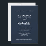 Navy Blue Elegant minimalist Wedding Invitation Kaart<br><div class="desc">Deze eenvoudige,  maar elegante uitnodiging is de perfecte manier om je vrienden en familie uit te nodigen om je grote dag te vieren!</div>