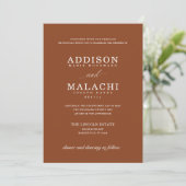 Navy Blue Elegant minimalist Wedding Invitation Kaart (Staand voorkant)