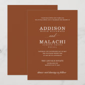 Navy Blue Elegant minimalist Wedding Invitation Kaart (Voorkant / Achterkant)