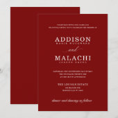 Navy Blue Elegant minimalist Wedding Invitation Kaart (Voorkant / Achterkant)