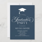 Navy Blue Elegant minimalistisch Afstuderen Kaart (Voorkant)