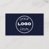 Navy Blue Elegant Minimalistisch Bedrijf Logo QR C Visitekaartje (Voorkant)