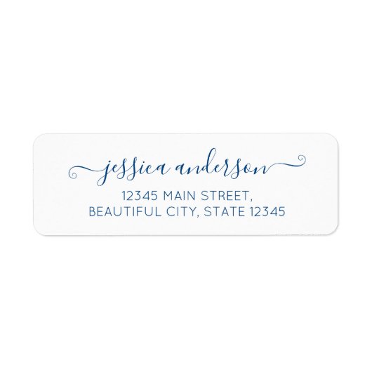 Navy Blue Elegant Modern Calligraphy Script Trendy Etiket (Voorkant)