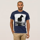 Navy Blue Elegant Modern Running Horse Pop Art T-shirt (Voorkant volledig)