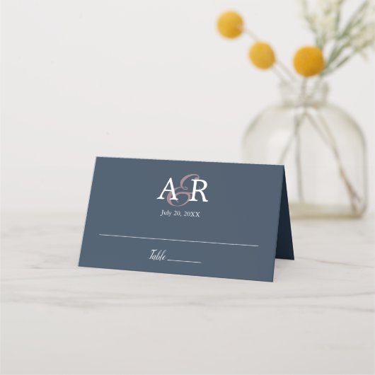 Navy Blue Elegant Modern Simple Place Card Plaatskaartje (Voorkant)