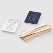 Navy blue elegant moderne botanische scriptbruilof handwaaier (Niet-gemonteerd)