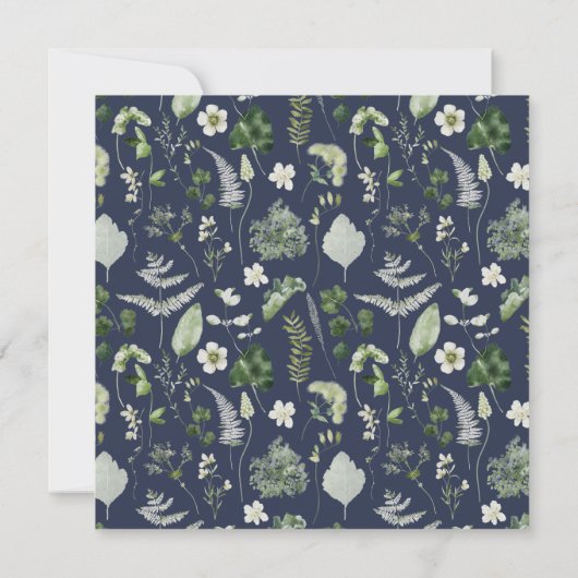 Navy blue elegant moderne botanische scriptbruilof save the date (Achterkant)
