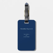 Navy Blue elegant monogram gepersonaliseerd Bagagelabel (Achterkant verticaal)
