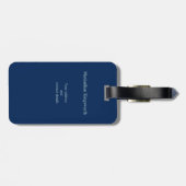 Navy Blue elegant monogram gepersonaliseerd Bagagelabel (Achterkant horizontaal)