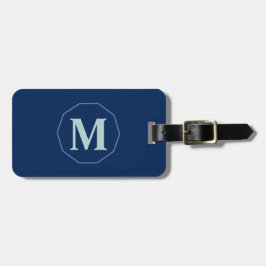 Navy Blue elegant monogram gepersonaliseerd Bagagelabel