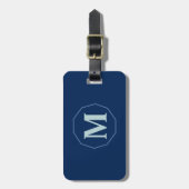 Navy Blue elegant monogram gepersonaliseerd Bagagelabel (Voorkant verticaal)