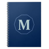 Navy Blue elegant monogram gepersonaliseerd Notitieboek (Voorkant)