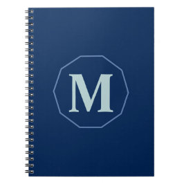 Navy Blue elegant monogram gepersonaliseerd Notitieboek