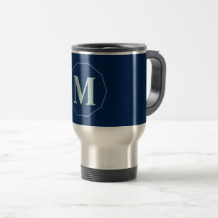 Navy Blue elegant monogram gepersonaliseerd Reisbeker