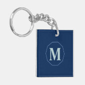 Navy Blue elegant monogram gepersonaliseerd Sleutelhanger (Voorkant Links)