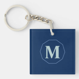 Navy Blue elegant monogram gepersonaliseerd Sleutelhanger