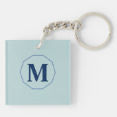 Navy Blue elegant monogram gepersonaliseerd Sleutelhanger (Achterkant)