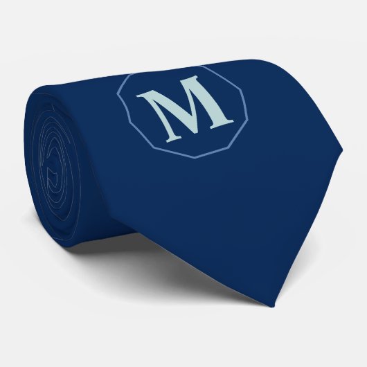 Navy Blue elegant monogram gepersonaliseerd Stropdas (Opgerold)