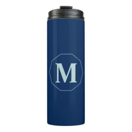Navy Blue elegant monogram gepersonaliseerd Thermosbeker