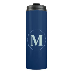 Navy Blue elegant monogram gepersonaliseerd Thermosbeker
