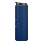Navy Blue elegant monogram gepersonaliseerd Thermosbeker (Geroteerd rechts)