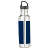 Navy Blue elegant monogram gepersonaliseerd Waterfles (Achterkant)