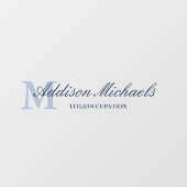 Navy Blue Elegant Monogram Naam Titel Raamsticker (Vel)