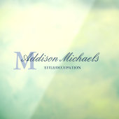 Navy Blue Elegant Monogram Naam Titel Raamsticker (Vel 3)