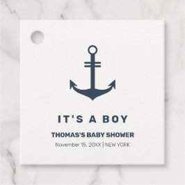 Navy Blue Elegant Nautisch Anker Baby shower Bedankjes Labels
