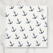 Navy Blue Elegant Nautisch Anker Baby shower Bedankjes Labels (Achterkant)