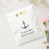 Navy Blue Elegant Nautisch Anker Baby shower Bedankzakje (Gezegeld)