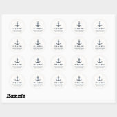 Navy Blue Elegant Nautisch Anker Baby shower Ronde Sticker (Vel)