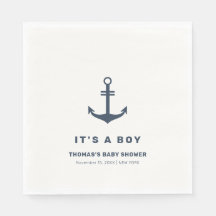 Navy Blue Elegant Nautisch Anker Baby shower