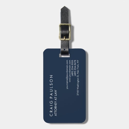 Navy Blue Elegant Plain Professional Bagagelabel (Voorkant verticaal)
