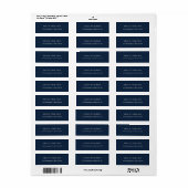 Navy Blue Elegant Plain Professional Etiket (Full Sheet)