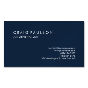 Navy Blue Elegant Plain Professional Magnetisch Visitekaartje