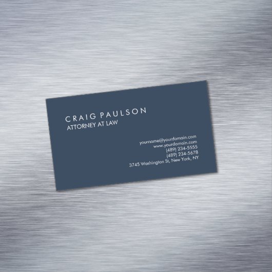 Navy Blue Elegant Plain Professional Magnetisch Visitekaartje (Voorbeeld)