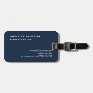 Navy Blue Elegant Plain Professional Modern Bagagelabel