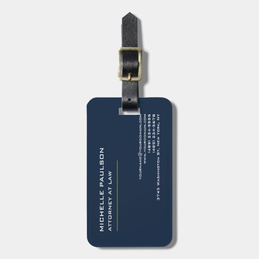 Navy Blue Elegant Plain Professional Modern Bagagelabel (Voorkant verticaal)
