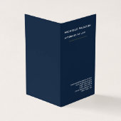 Navy Blue Elegant Plain Professional Modern Visitekaartje (Buitenkant)