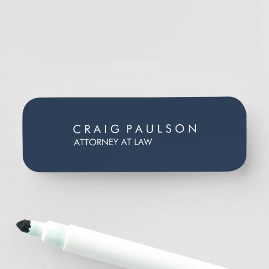 Navy Blue Elegant Plain Professional Naamplaatje (In situ)