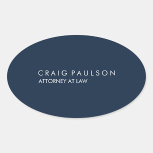 Navy Blue Elegant Plain Professional Ovale Sticker