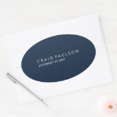 Navy Blue Elegant Plain Professional Ovale Sticker (Envelop)