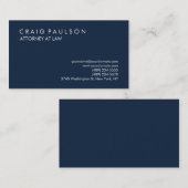 Navy Blue Elegant Plain Professional Visitekaartje (Voorkant / Achterkant)