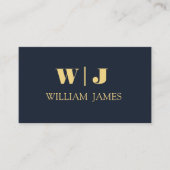 Navy Blue Elegant Professional Minimalist Monogram Visitekaartje (Voorkant)