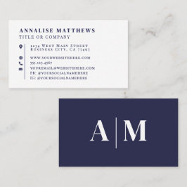 Navy Blue Elegant Professional Visitekaartje